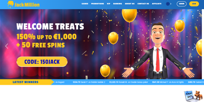 JackMillion websted forhåndsvisning