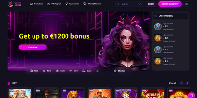 Queenspins nettsted forhåndsvisning