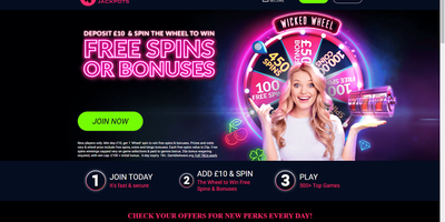 Vista previa del sitio de Wicked Jackpots